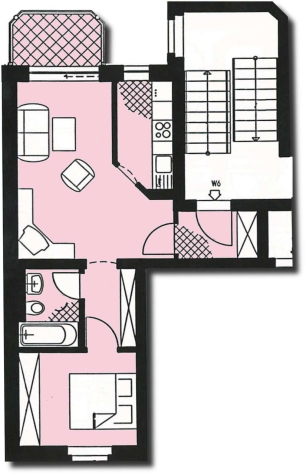 Vermietete 2-Raum DG-Wohnung mit Balkon und Stellplatz in Marienthal! - Grundriss (3648)
