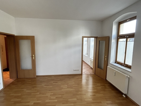Leerstehende, helle 2-Raumwohnung mit EBK in Kirchberg! Denkmalschutz! - Wohnzimmer (7366)