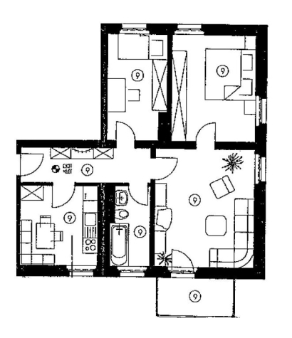 Vermietete 3-Raumwohnung mit Balkon und Tageslichtbad in Zwickau! - Grundriss (6572)