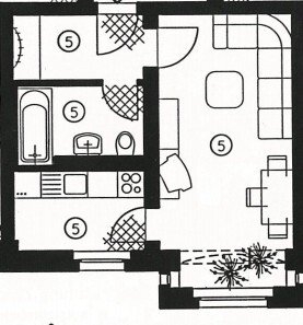 Schöne 1-Raumwohnung Marienthal Nähe HBK - Grundriss (7089)