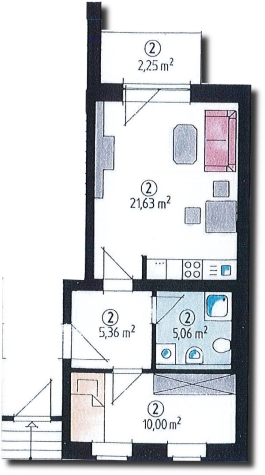 Helle 2-Raum-Wohnung mit Balkon! Unmittelbare Nähe zum Hauptbahnhof! - Grundriss (7132)