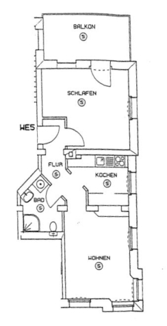 Ab 1.12.! Helle 2-Raumwohnung mit Balkon und Stellplatz in Zwickau! - Grundriss (12810)