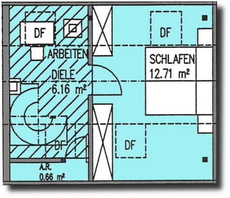 Ab 1.11.! Zentrumsnahe 3-Raum-Maisonettewohnung mit Balkon! - Grundriss 2. DG (10039)