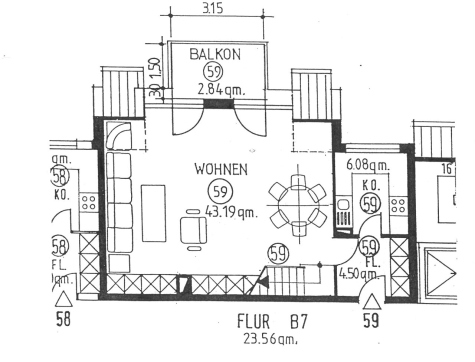 Vermietete Maisonette-WE, Balkon, Tageslichtbad, TG-Stpl. in Auerbach/V.! - Grundriss - Ebene 1 (6717)