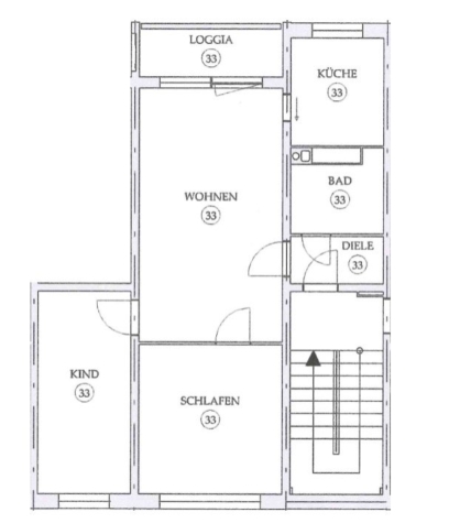 Helle 3-Raumwhg. mit Loggia und EBK in Zwickau-Mosel! - Grundriss (9630)