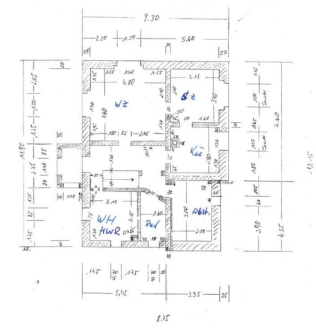 Dreiseitenhof: 2 Wohnhäuser, Nebengelass, gr. Grundstück = viel Raum für individuelle Lebenskonzepte - Grundriss EG Bauernhaus (14375)