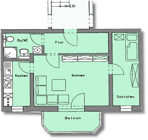 Fraureuth, schöne 2-Zimmerwohnung mit Balkon und Stellplatz! - Grundriss (11926)
