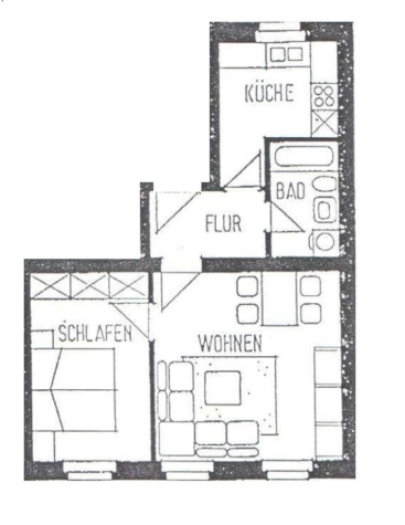 Helle, sanierte 2-Raumwohnung in guter Lage! - Grundriss (14543)