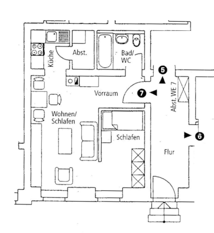 1,5-Raumwhg. mit EBK und Stpl. in historischem Villenviertel! - Grundriss W7 (7196)