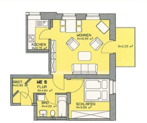 Modernisierte 2-Raum-Wohnung mit Balkon! Denkmalschutz! Leerstehend! - Grundriss W5 (4643)
