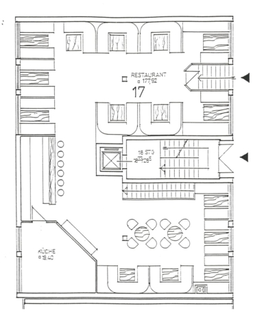 Vermietetes Restaurant mit Gastgarten + 3 Apartments, inkl. 4 TG-Stellplätze - Grundriss W17 Athos EG (14431)