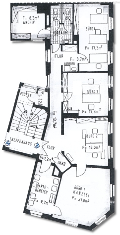 118 qm Büroetage im zentrumsnahen Denkmalschutzobjekt optional mit Einrichtung - Grundriss (119)