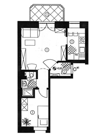 Helle 1,5-Raumwohnung mit Balkon und Stellplatz in Marienthal! Nähe HBK! - Grundriss (12044)