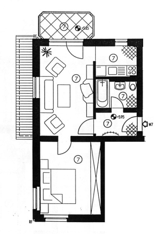 Vermietete 2-Raumwohnung mit Balkon! Marienthal – Nähe HBK! - Grundriss (1901)