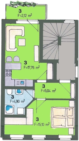 Schöne 2-Raumwhg. in idealer Lage zum Schlobigpark, Parkplätze vor dem Haus! - Grundriss (13044)