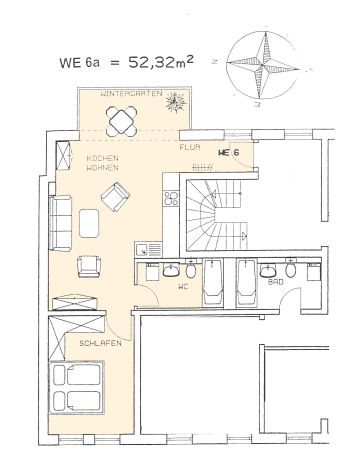 Zwickau-Innenstadt! Helle 2RW im 2. OG, Wintergarten, Laminat, alles fußläufig erreichbar - Grundriss Wohnung (4730)