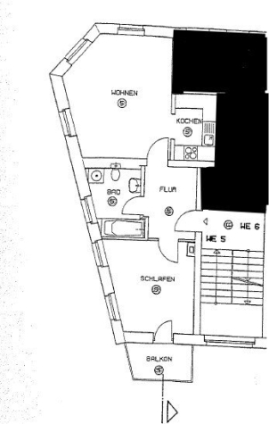 Frisch renovierte 2-Zimmer-Whg. mit Balkon, nähe Marienthal - Grundriss (5943)