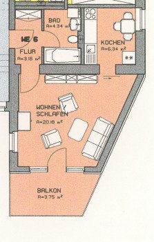 Kompakt, gemütlich, vielseitig – Eigentumswohnung mit Balkon in Kirchberg - Grundriss WE 6 (15478)