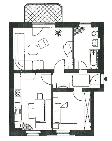 Vermietete 2-Raumwohnung mit Balkon in Marienthal! Nähe HBK! - Grundriss (3706)