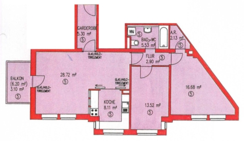 Moderne 3-Zimmer-Wohnung mit Balkon u. EBK in Zwickau-Pölbitz! - Grundriss (12038)