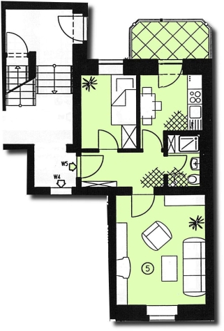 Vermietete 1,5-Raumwhg. mit Balkon in Marienthal – Nähe HBK! - Grundriss (6742)