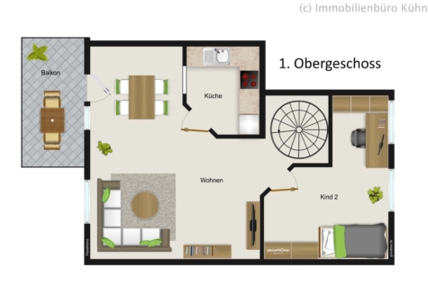 Vermietete 4-Raum-Maisonette-WE! 2 Balkone, Stellplatz, Tageslichtbad! - Grundriss W8 obere Ebene (9446)