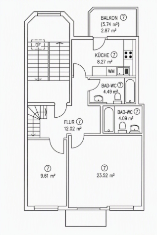 Großzügige 4-Zimmer-Maisonettewhg. mit Balkon und Gäste-WC! - 2. DG (11357)