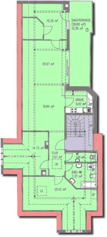 Ab 1.11.! Tolle, zentrumsnahe 4-Raumwhg. mit Dachterrasse! - Grundriss (11319)