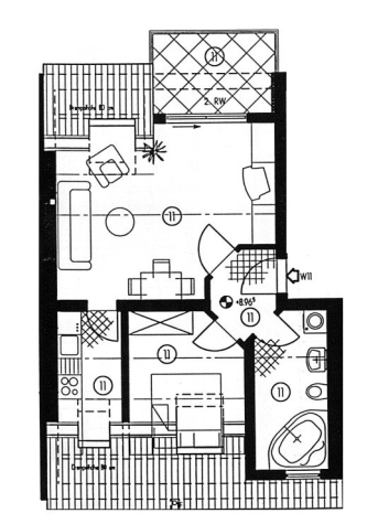 2-Raumwohnung in Marienthal mit Balkon, Tageslichtbad u. Stpl.! Blick ins Erzgebirge! Frei ab 01.08.2026 - Grundriss (6531)