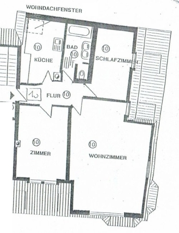 Helle 3-Raumwhg. (opt. 4 Raum) mit Stpl. & Tageslichtbad in Auerbach/V.! - Grundriss (7754)