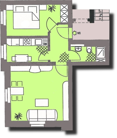 Ab 1.9.26! Helle 2-Raumwohnung in Marienthal nähe HBK! - Grundriss (9418)