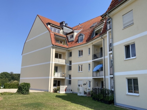 Vermietete 2-R.-DG-Whg., Loggia + TG-Stpl. + Aufzug! Laminat bzw. Fliesen, Nähe Zwickauer Mulde! - Rückansicht (4132)