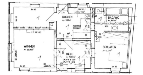 Wohnungspaket – 2 Wohnungen, davon 1 WE vermietet, mit Garage in ruhiger Lage! Nähe VW Mosel! - Grundriss EG (1963)