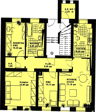 Ab 1.12.! 4-Raum-Wohnung mit Tageslichtbad, Terrasse und Carportstellpl.! - Grundriss (13326)